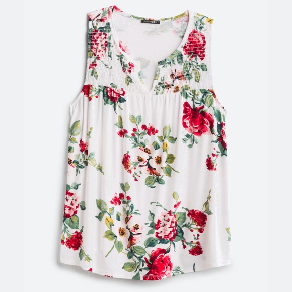 Papermoon Tops - Smocked Yoke Knit Floral Top, Size 1X, NWT